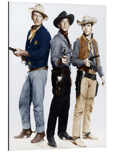 Cuadro de aluminio John Wayne, Dean Martin y Ricky Nelson en Cowboys