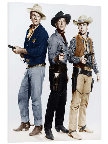 Foam board print John Wayne, Dean Martin and Ricky Nelson as cowboys