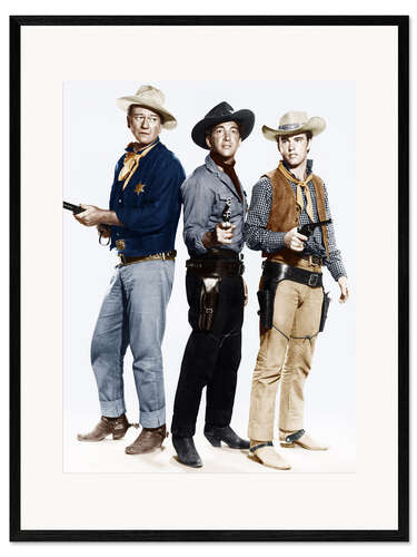 Kehystetty taidepainatus John Wayne, Dean Martin and Ricky Nelson as cowboys