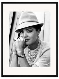 Gerahmter Kunstdruck Romy Schneider mit Hut I