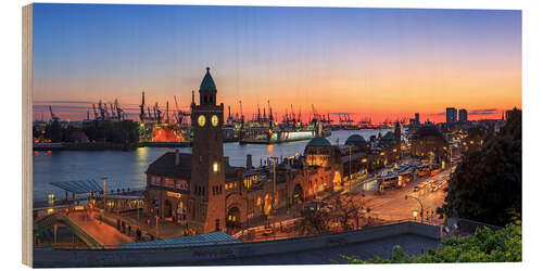 Wood print Panorama Hamburg