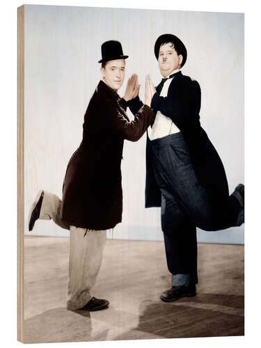 Wood print Stan Laurel & Oliver Hardy Dancing