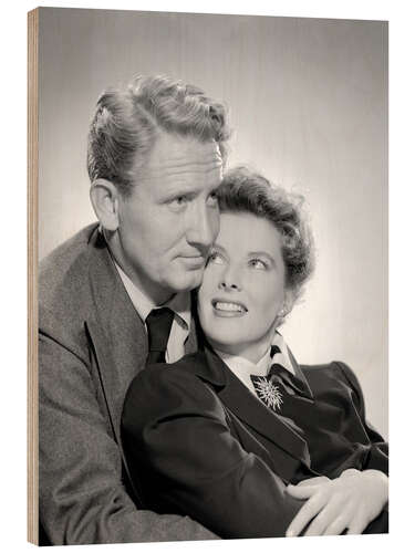 Holzbild Spencer Tracy und Katharine Hepburn