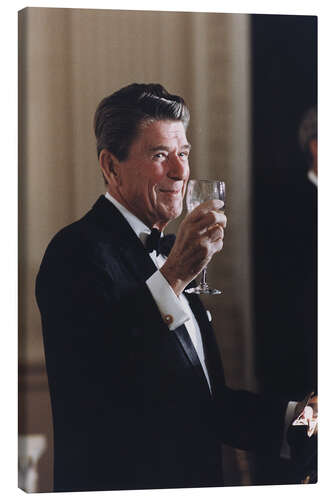 Canvas-taulu Ronald Reagan with wineglass