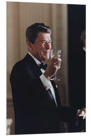 Tableau en PVC Ronald Reagan avec un verre de vin