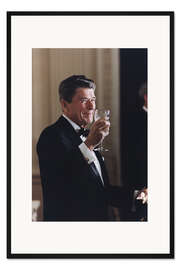 Gerahmter Kunstdruck Ronald Reagan mit Weinglas