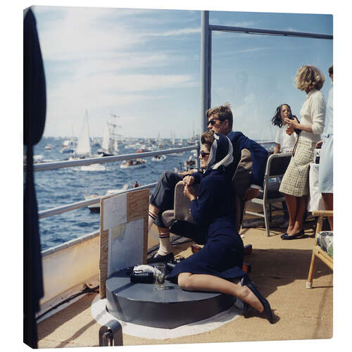 Canvas print JFK and Jacqueline Kennedy sailing