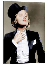 Galleritryk Marlene Dietrich with a suit and cylinder