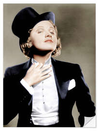 Wall sticker Marlene Dietrich with a suit and cylinder