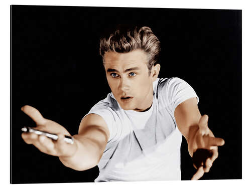 Aluminium print James Dean in a T-shirt