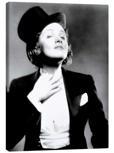 Leinwandbild Marlene Dietrich mit Zylinder