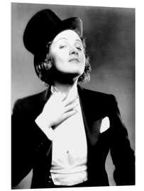 Foam board print Marlene Dietrich With a Top Hat