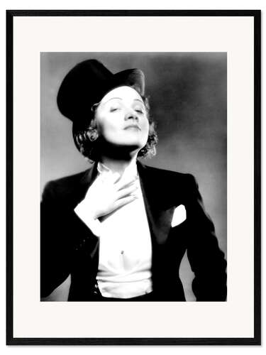 Impression artistique encadrée Marlene Dietrich With a Top Hat