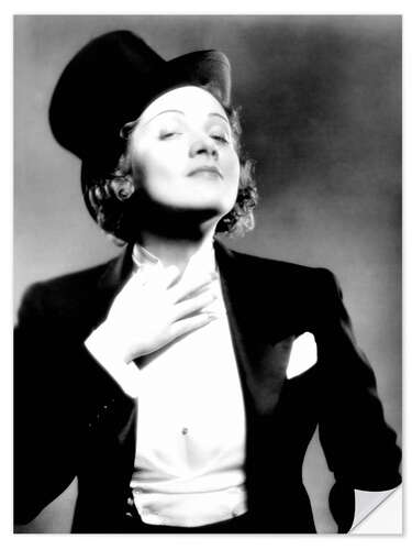 Vinilo para la pared Marlene Dietrich With a Top Hat