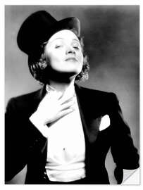 Självhäftande poster Marlene Dietrich With a Top Hat