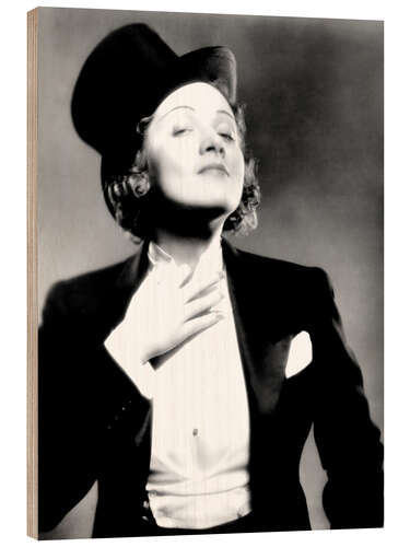 Trätavla Marlene Dietrich With a Top Hat