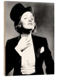 Holzbild Marlene Dietrich mit Zylinder