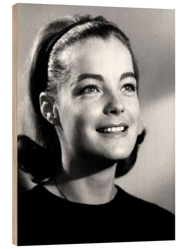 Wood print Romy Schneider Smiling