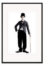 Gerahmter Kunstdruck Charlie Chaplin mit Bambusstock