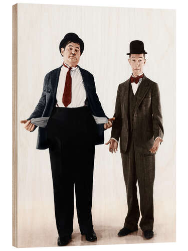 Trätavla Laurel & Hardy with empty pockets