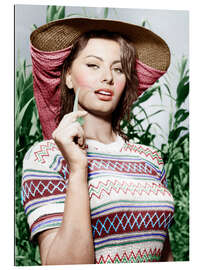 Gallery print Sophia Loren with Straw Hat