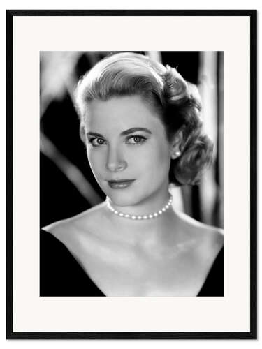 Framed art print Grace Kelly with Necklace, 1953