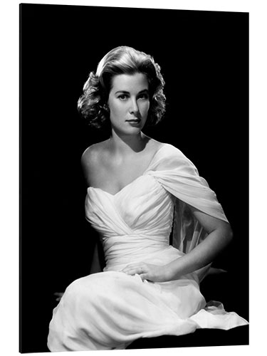 Tableau en aluminium Grace Kelly en robe blanche