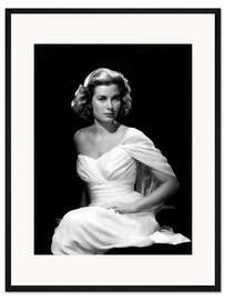 Gerahmter Kunstdruck Grace Kelly in einem Weißen Kleid