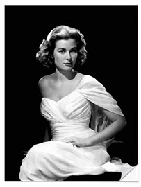 Sticker mural Grace Kelly en robe blanche