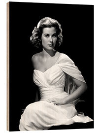 Hout print Grace Kelly in a White Dress