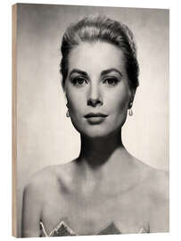 Holzbild Grace Kelly mit Ohrringen