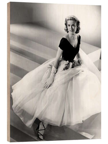 Wood print Grace Kelly with Dress