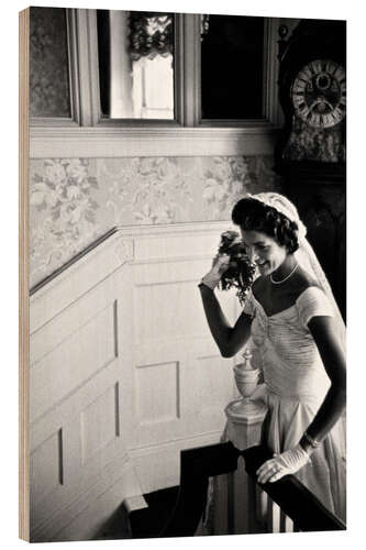 Wood print Jackie Kennedy at her wedding