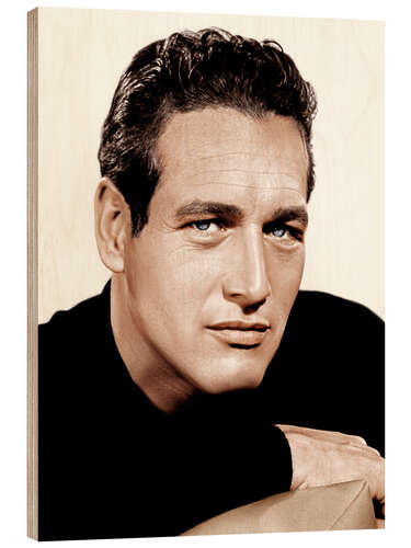 Wood print Paul Newman Portrait