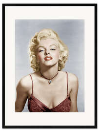 Kunsttryk i ramme Marilyn Monroe Red in Lingerie