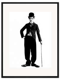 Gerahmter Kunstdruck Charlie Chaplin mit Gehstock