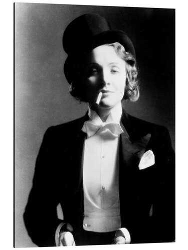 Aluminiumtavla Marlene Dietrich with Bow Tie