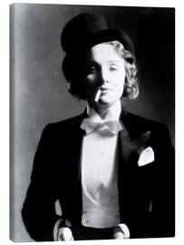 Canvastavla  Marlene Dietrich with Bow Tie