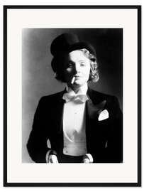 Gerahmter Kunstdruck Marlene Dietrich mit Fliege