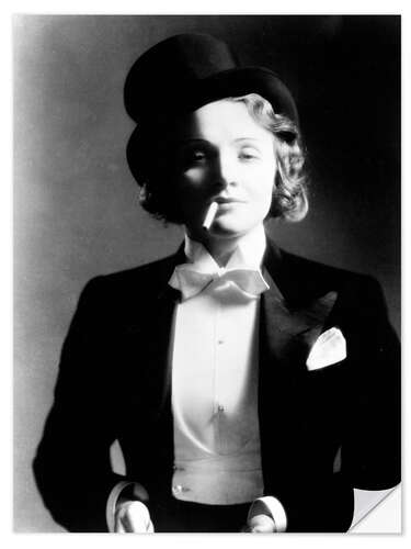 Sticker mural Marlene Dietrich with Bow Tie