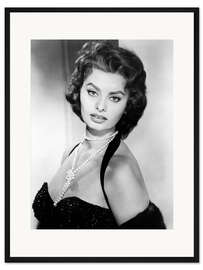 Gerahmter Kunstdruck Sophia Loren mit Perlenkette