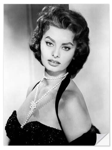 Wandsticker Sophia Loren mit Perlenkette