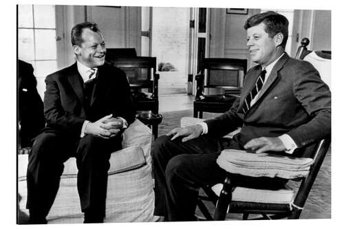 Aluminiumtavla Chancellor Willy Brandt and President John F. Kennedy