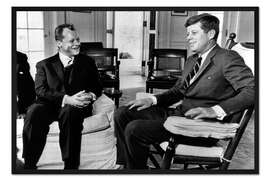 Gerahmter Kunstdruck Bundeskanzler Willy Brandt und Präsident John F. Kennedy 