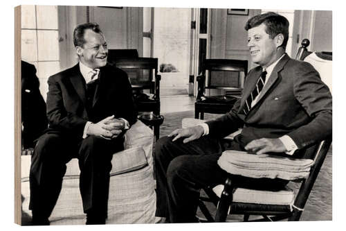 Stampa su legno Chancellor Willy Brandt and President John F. Kennedy