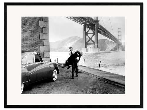 Framed art print VERTIGO, James Stewart, Kim Novak, 1958