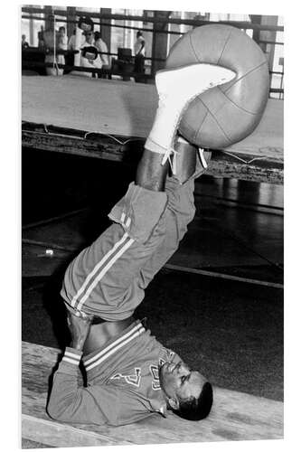 Foam board print Joe Frazier during training with a medicine ball