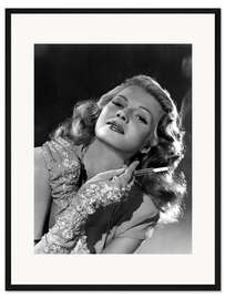 Gerahmter Kunstdruck Rita Hayworth mit Zigarette