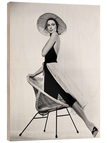 Quadro de madeira Grace Kelly with hat