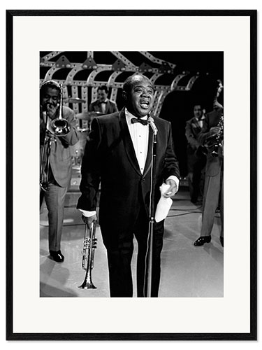 Impression artistique encadrée Louis Armstrong chante